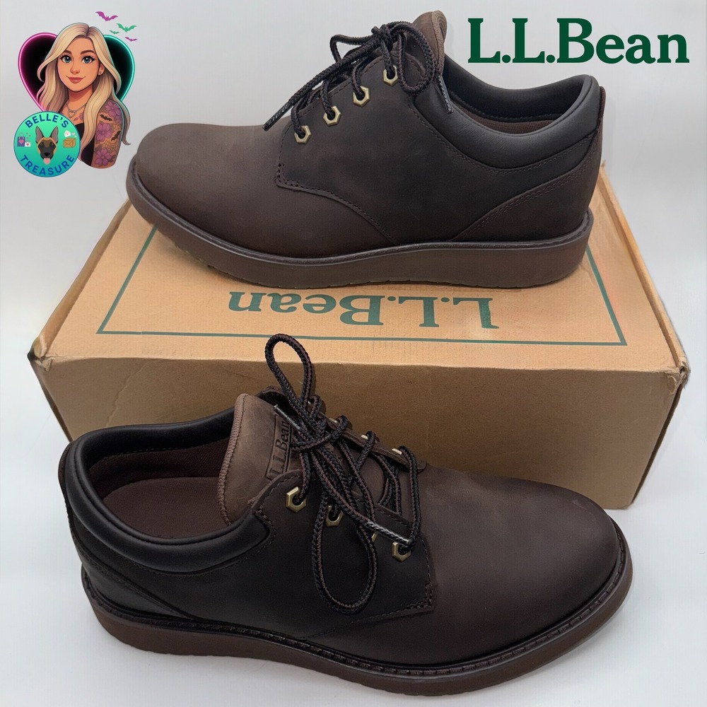 L.L. Bean Stonington Oxford Dress Shoes Round Plain Toe Deepest Brown Men's 10 M